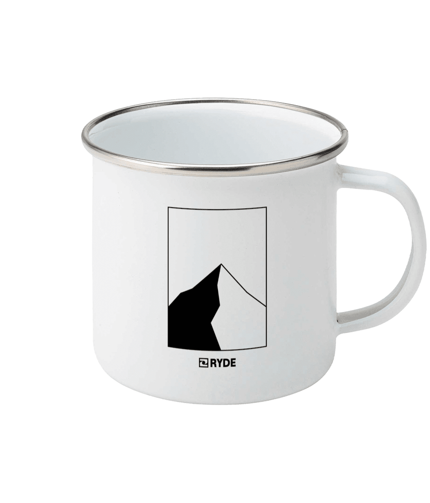 Mountain-Inspired Enamel Camping Mug - Rustic Drinkware for Outdoor Enthusiasts